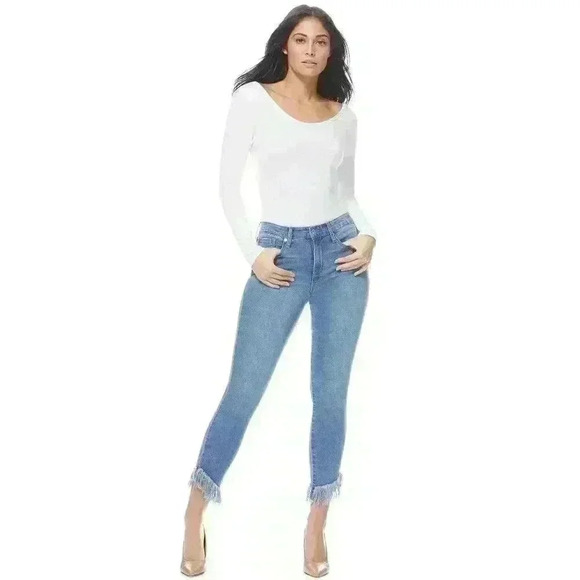 Sofia Vergara Jeans Rosa Cha Cha High Rise Curvy Skinny Ankle Fringe Hem Jeans - Picture 5 of 7